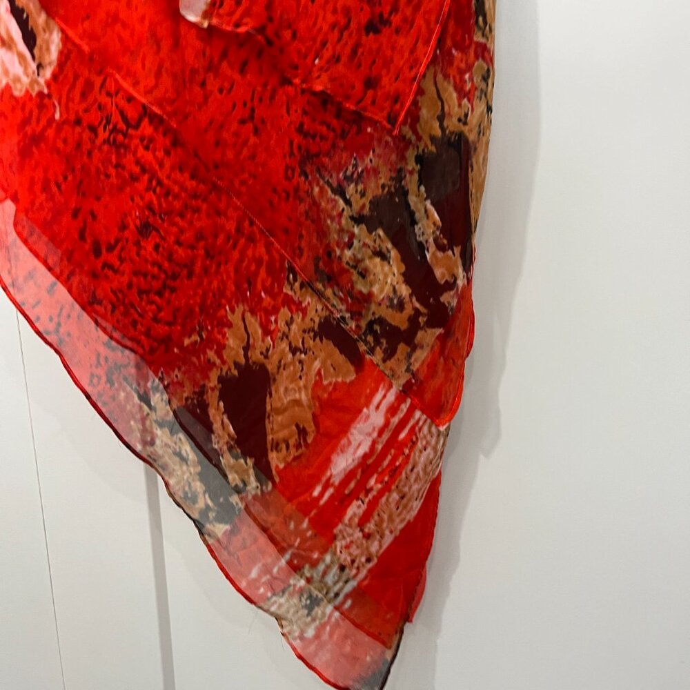 Robert Rodriguez Size 4 Orange, Black Silk Asymmetrical Hem Tiered Tank Dress - Picture 4 of 14